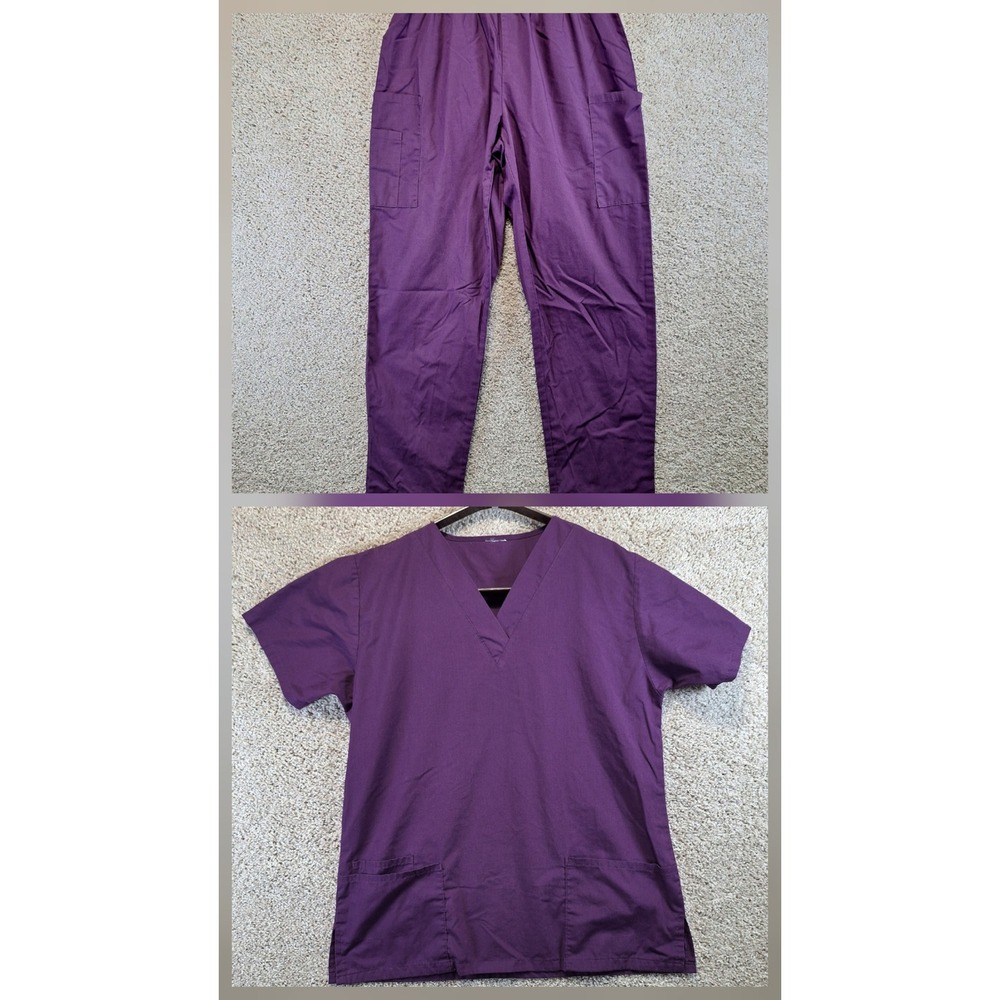 Strictly Scrubs Medical Scrub Set M V-Neck Top Cargo Pants Nursing Utility